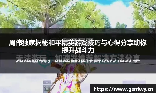 周伟独家揭秘和平精英游戏技巧与心得分享助你提升战斗力